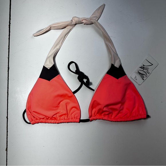 l*Space Jovie Electric Coral Tie Back & Halter Neck Women’s Bikini Top NWT L - Picture 3 of 15